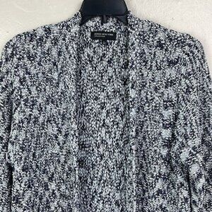 Jones New York Women's Black White Gray Open Cardigan 3/4 sleeves cozy LARGE